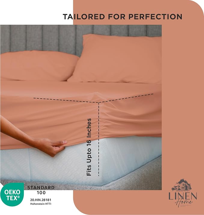 Linen Home 100% Cotton Percale Weave King Fitted Sheet Only - Image 3