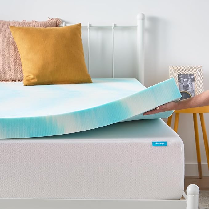 Linenspa 4 Inch Swirl Gel Memory Foam Mattress Topper, Queen Size – Cooling Gel - Image 8