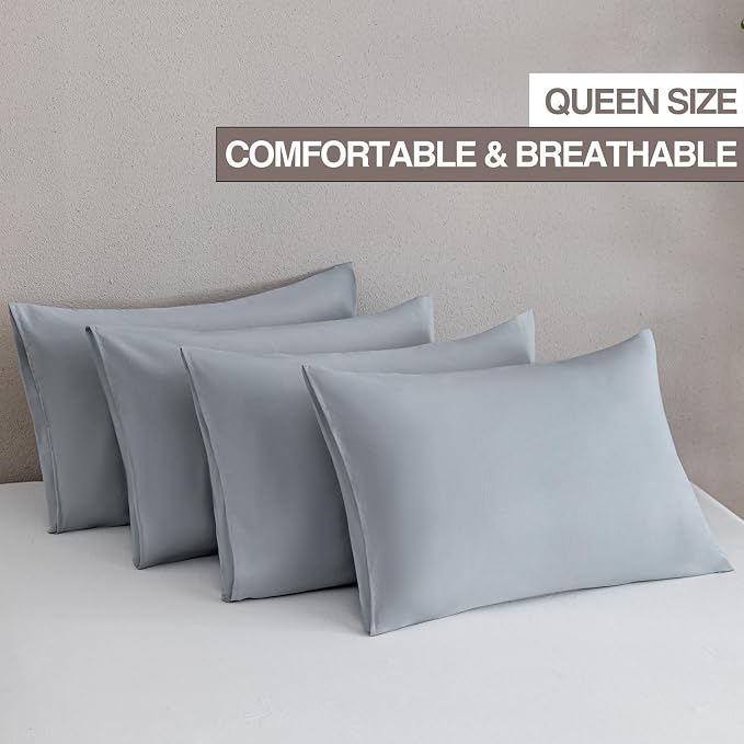 MINIPANDA Light Grey Pillow Cases Set of 4 Queen Size - Image 2