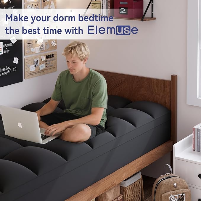 ELEMUSE Twin XL Black Mattress Topper - Image 5