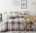 SUSYBAO Plaid Duvet Cover Queen 100% Cotton Khaki Gingham Duvet Cover Set 3 by SUSYBAO