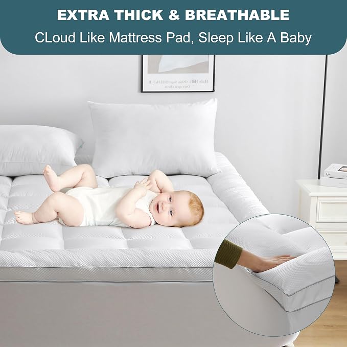 UNILIBRA King Size Mattress Pad Pillow Top Mattress Cover Padded - Image 3