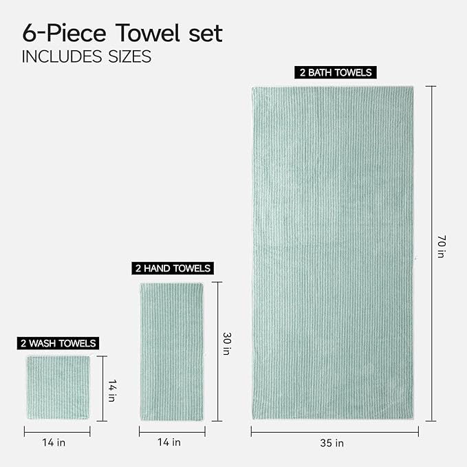 REDKISS Ultra Soft Bath Towels Set of 6 Large 35"x70" | 100% Microfiber - Image 3
