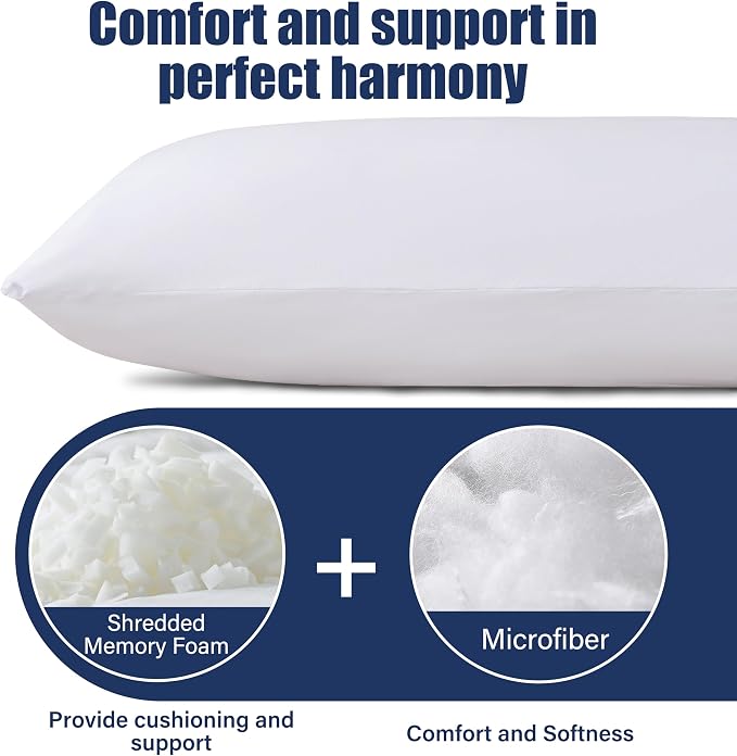 SHOUREN Cotton Memory Foam Body Pillow Insert- Cooling Breathable Full Body - Image 2