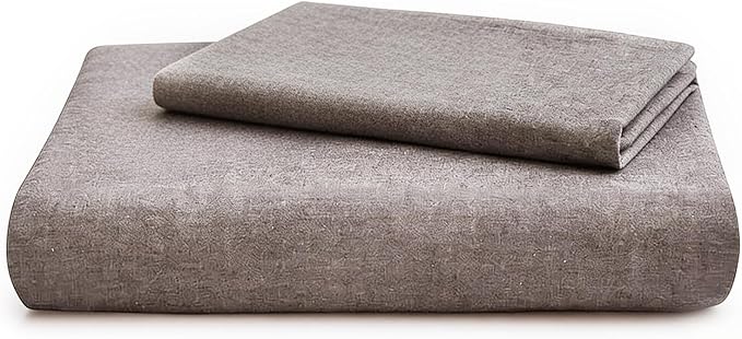 LOVQUE 100% Cotton Duvet Cover Set Twin Size, Mauve Brown Linen-Like Natural - Image 7
