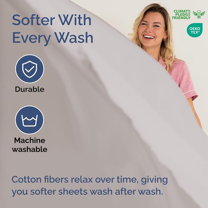 Extra Deep Twin 400 Thread Count Cotton Fitted Sheet - Image 5