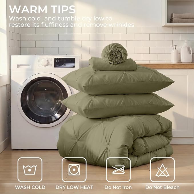 Sasttie Twin XL Comforter Set, 5-Piece Bed in a Bag, Pintuck Bedding Sets - Image 9