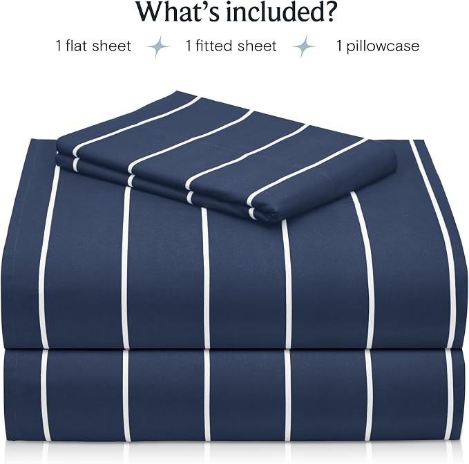 LuxClub Striped Sheets, Deep Pockets 18" Eco Friendly Wrinkle Free-Kids-Fitted - Image 2
