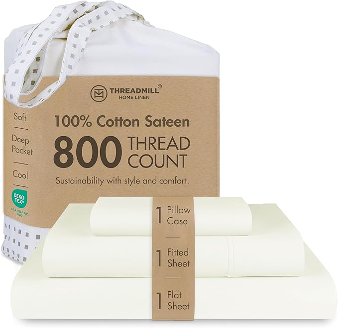 Threadmill Luxury 800 Thread Count Twin 100% Cotton Sheets by ThreadmillHomeLinen