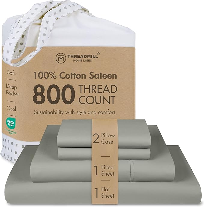 Threadmill Luxury 800 Thread Count California King 100% Cotton Sheets by ThreadmillHomeLinen