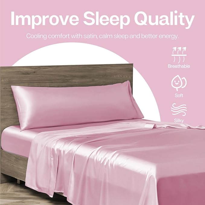 MR&HM Satin Body Pillow Cover, Soft and Breathable Body Pillow Case - Image 6