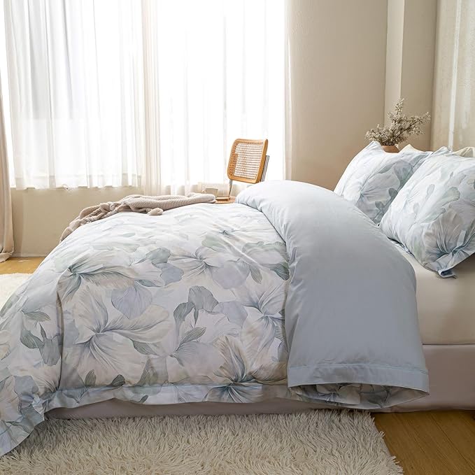 OAITE Duvet Cover Set Twin Size Floral Pattern Ultra Soft 100% Cotton Duvet - Image 5
