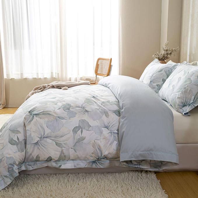 OAITE Duvet Cover Set King Size Floral Pattern Ultra Soft 100% Cotton Duvet - Image 5