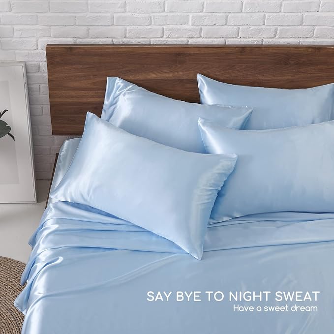 MR&HM Satin Bed Sheets, King Size Sheets Set - Image 7