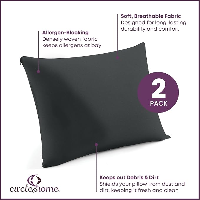 CirclesHome Pillow Protectors 2 Pack Queen Zippered - Image 2