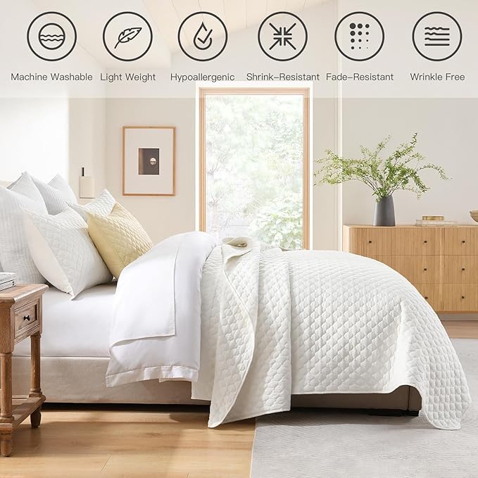 HORIMOTE HOME Cream Quilt Queen Size, Lightweight Quilts - Image 2