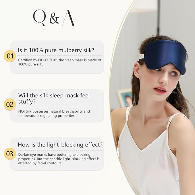 ZIMASILK 2 Pack 100% Natural Silk Sleep Mask, Adjustable Super-Smooth Soft Eye - Image 5