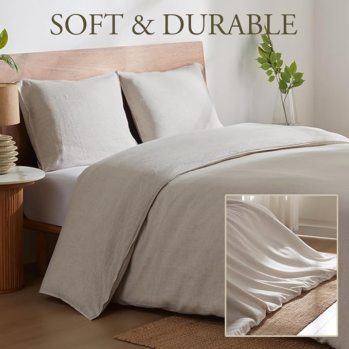 DAPU 100% Linen Duvet Cover, Pure Natural French Flax Linen - Image 3