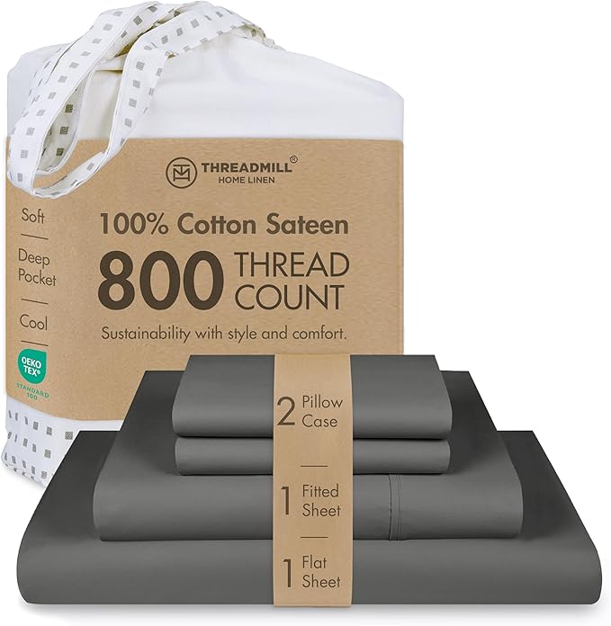 Threadmill Luxury 800 Thread Count Full Size 100% Cotton Sheets by ThreadmillHomeLinen