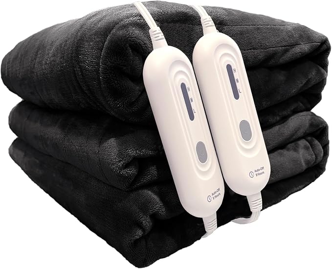 Tefici Electric Blanket King Size, Dual Control Super Cozy Soft 2-Layer Flannel by StayWarmStayHappy