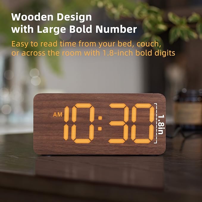 uscce Wooden Digital Alarm Clocks - Image 2