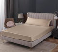 Homiest Taupe Satin Fitted Sheet Queen Size, Deep Pocket, Luxury & Ultra Soft by Homiest