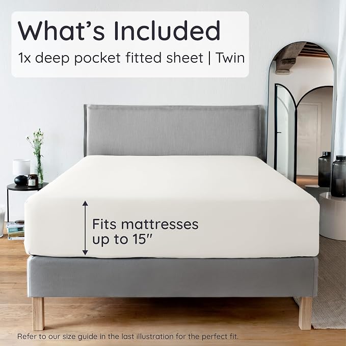 Bambaw 100% Viscose Derived from Bamboo Sheets Twin Size, Cooling Fitted Sheet - Image 2