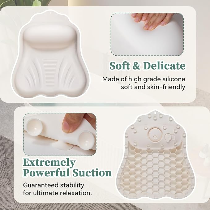 Luxury Silicone Bath Pillow for Tub, New Cloud-Soft 4D Air-Cushion Bathtub - Image 3