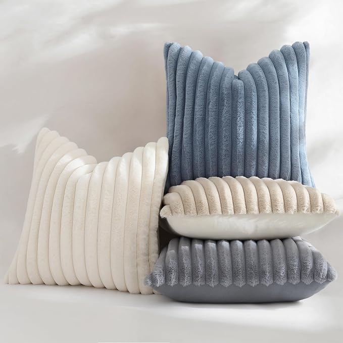 decorUhome Cozy Faux Fur Throw Pillow Covers 26x26 Set of 2 Decorative Soft - Image 5