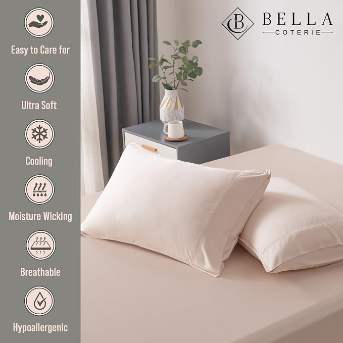 Bella Coterie | Luxury Bamboo Viscose Queen Size Pillowcase Set | 100% - Image 2