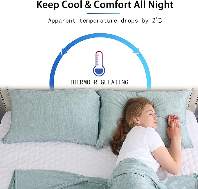 CHOSHOME Cooling Pillow Cases Zipper Pillow Covers Q-Max > 0.45 Zippered - Image 3
