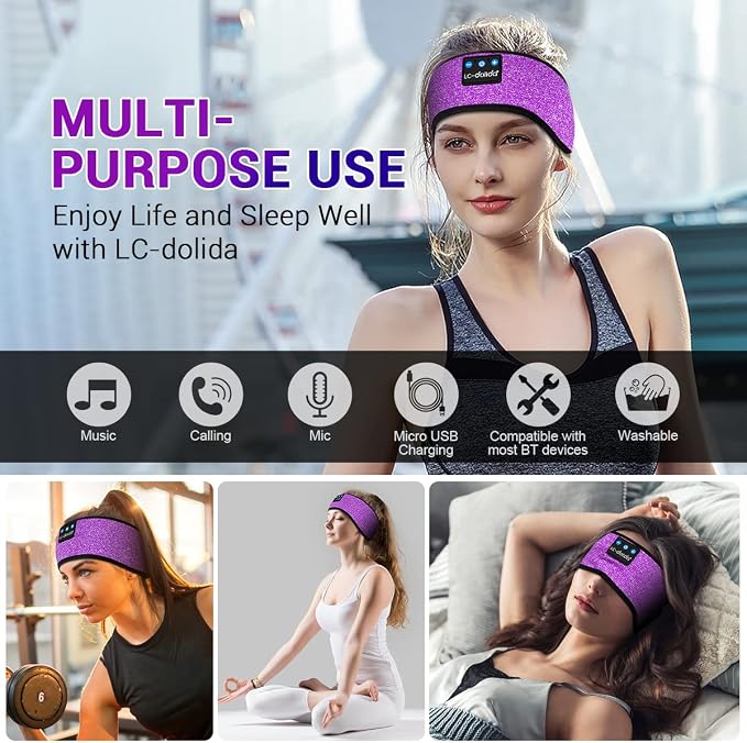 LC-dolida Sleep Headphones Bluetooth Headband Sleeping Wireless Headband - Image 5