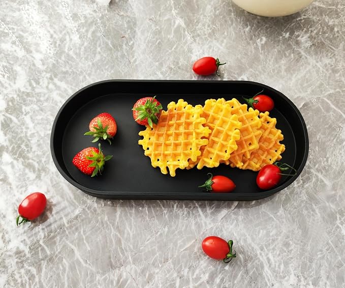 Black Small Tray, Oval Tray for Kitchen Counter, Bathtub Bathroom Vanity Items - Image 4