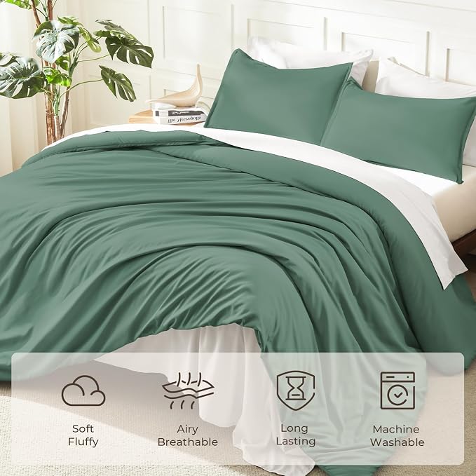 Litanika Comforters Twin/Twin XL Size Haze Green, 2 Pieces Lightweight Solid - Image 3