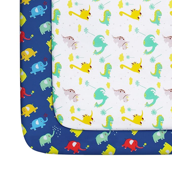 Pack and Play Sheets Boys, 2 Pack Mini Crib Sheets, Stretchy Playard Fitted by Moonsea