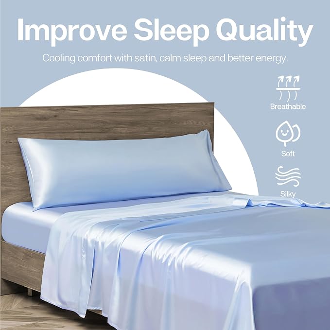 MR&HM Satin Body Pillow Cover, Soft and Breathable Body Pillow Case - Image 6