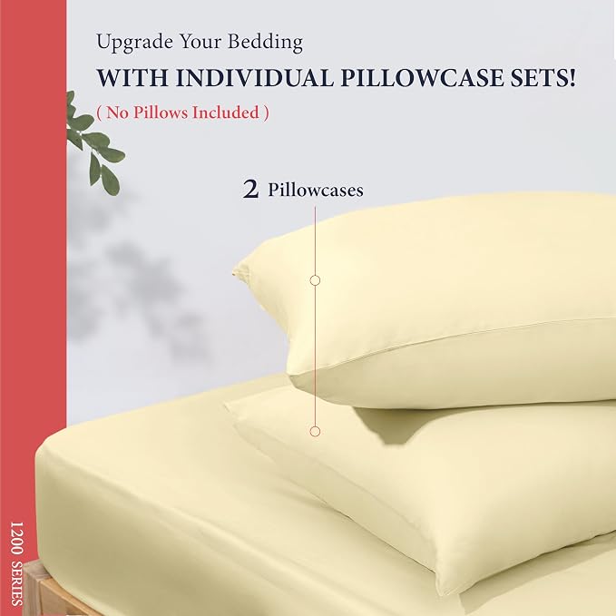 100% Egyptian Cotton Pillow Cases King Size Set of 2 - Image 3