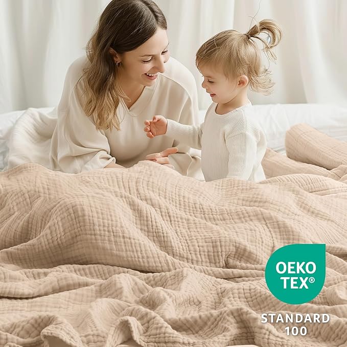 100% Cotton Muslin Blanket 50" x 60", Breathable and Lightweight Cotton Throw - Image 6