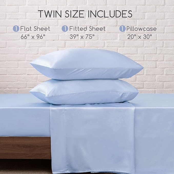 MR&HM Satin Bed Sheets, Twin Size Sheets Set - Image 7