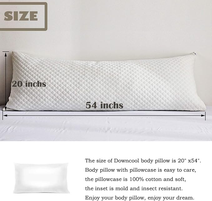 DOWNCOOL Full Body Pillow for Adults- Ultra Soft Long Bed Pillow - Image 2