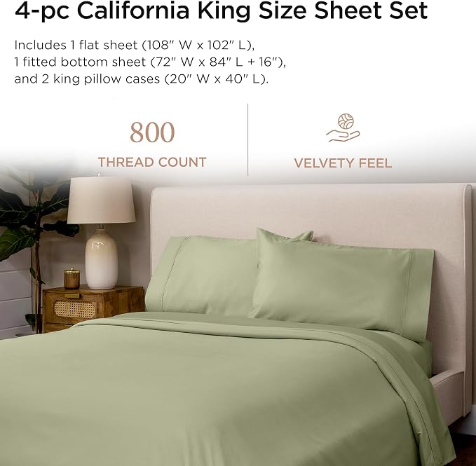 Threadmill Luxury 800 Thread Count California King 100% Cotton Sheets - Image 2