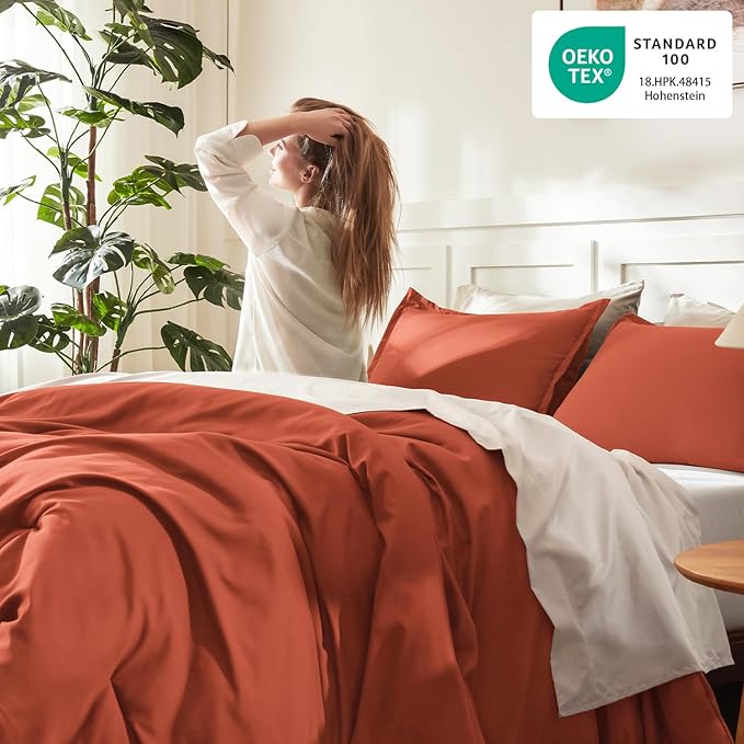 Litanika Burnt Orange California King Comforter Set - Image 4