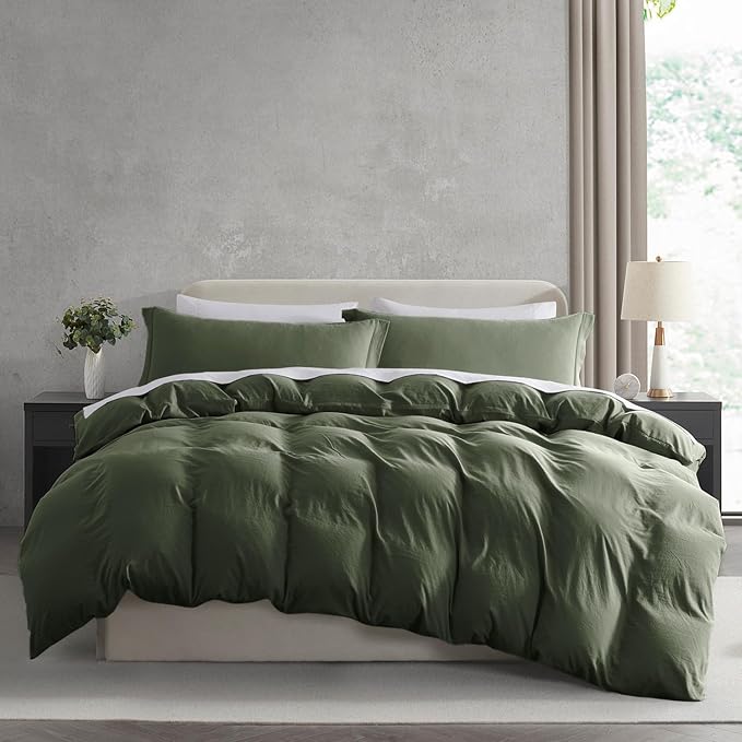 Nestl Olive Green Duvet Cover Queen Size by Nestl