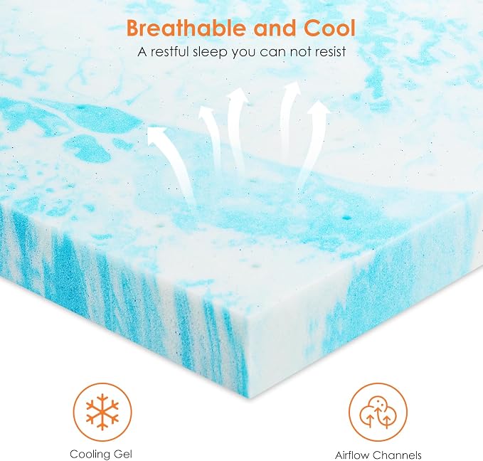 Sweetcrispy Mattress Topper King, 2 Inch Thick Memory Foam Gel Infused Cooling - Image 6