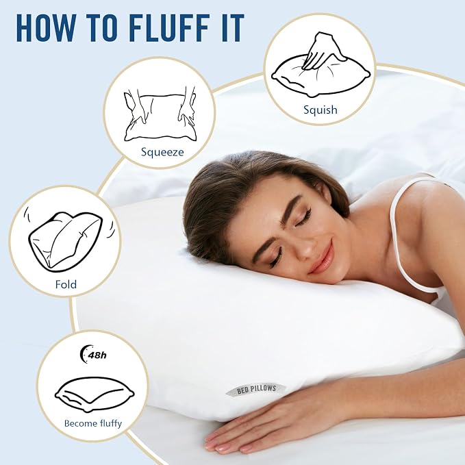 Piwaal Luxury Hotel Pillows for Sleeping 2 Pack, Bed Pillows Standard Size Set - Image 8