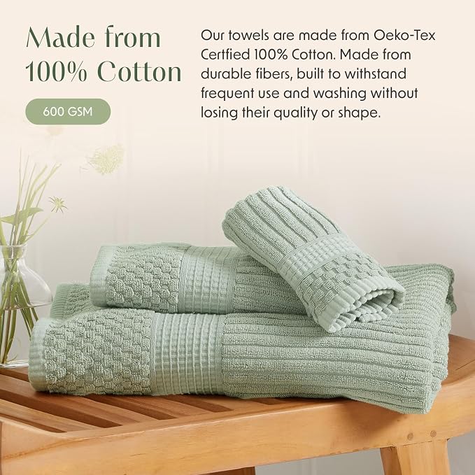 Springtree Home 100% Cotton Bath Towel Set of 4 | Super Soft & Absorbent - Image 5