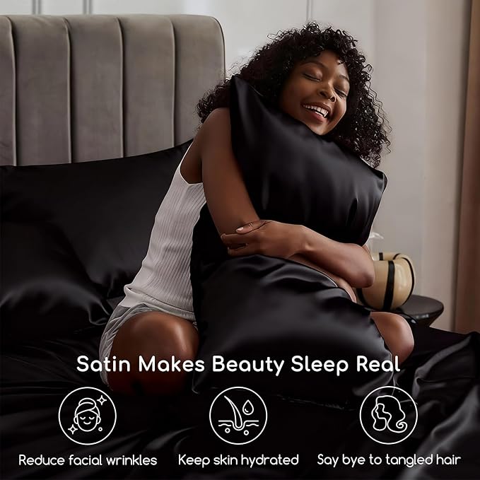 MR&HM Satin Bed Sheets, Twin XL Size Sheets Set - Image 3