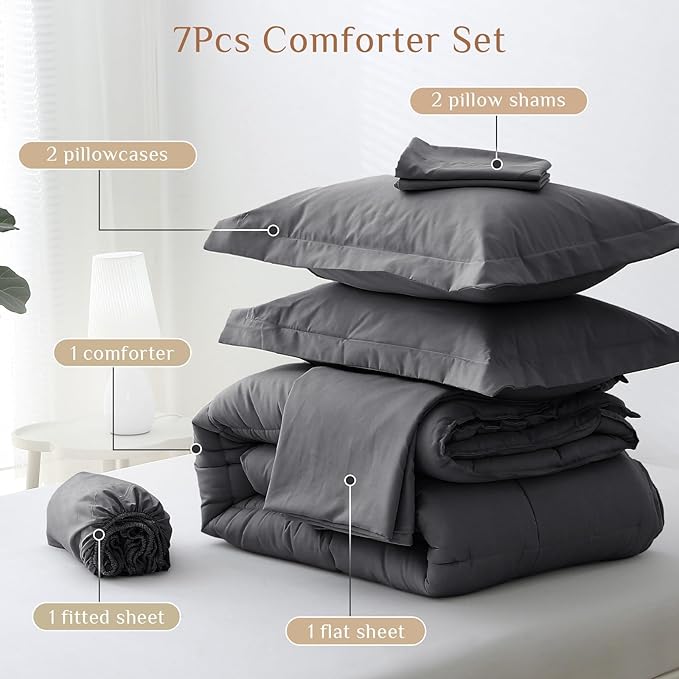 JOLLYVOGUE Full Comforter Set, Ultra-Soft Bed in a Bag Full Size 7 Pieces - Image 5
