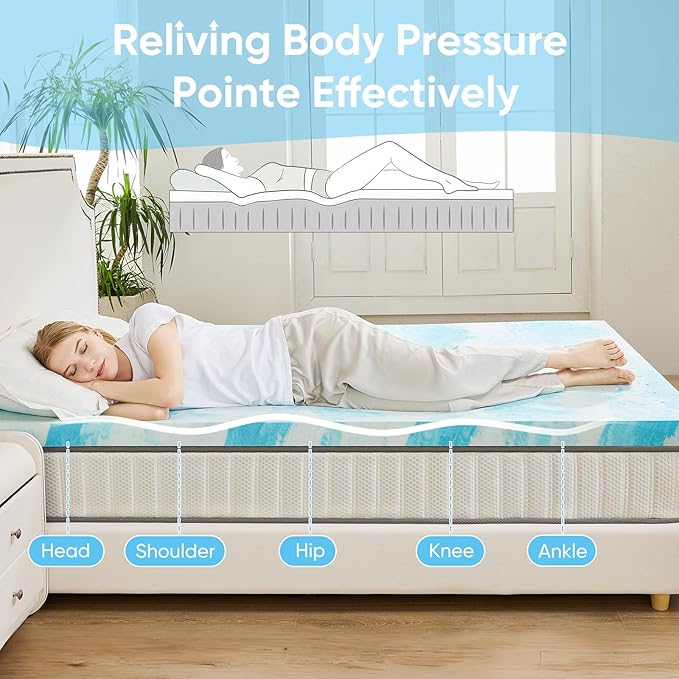 OLIXIS Gel Memory Foam Mattress Topper, King 3 Inch, Cooling Gel Infused Soft - Image 3