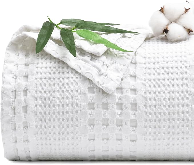 PHF Cooling Waffle Blanket Queen Size, Lightweight 60% Rayon from Bamboo & 40% by PHF